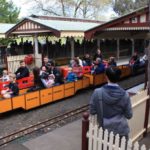 Miniature trains full of passengers